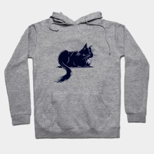 Black Maine Coon Cat Linocut Hoodie